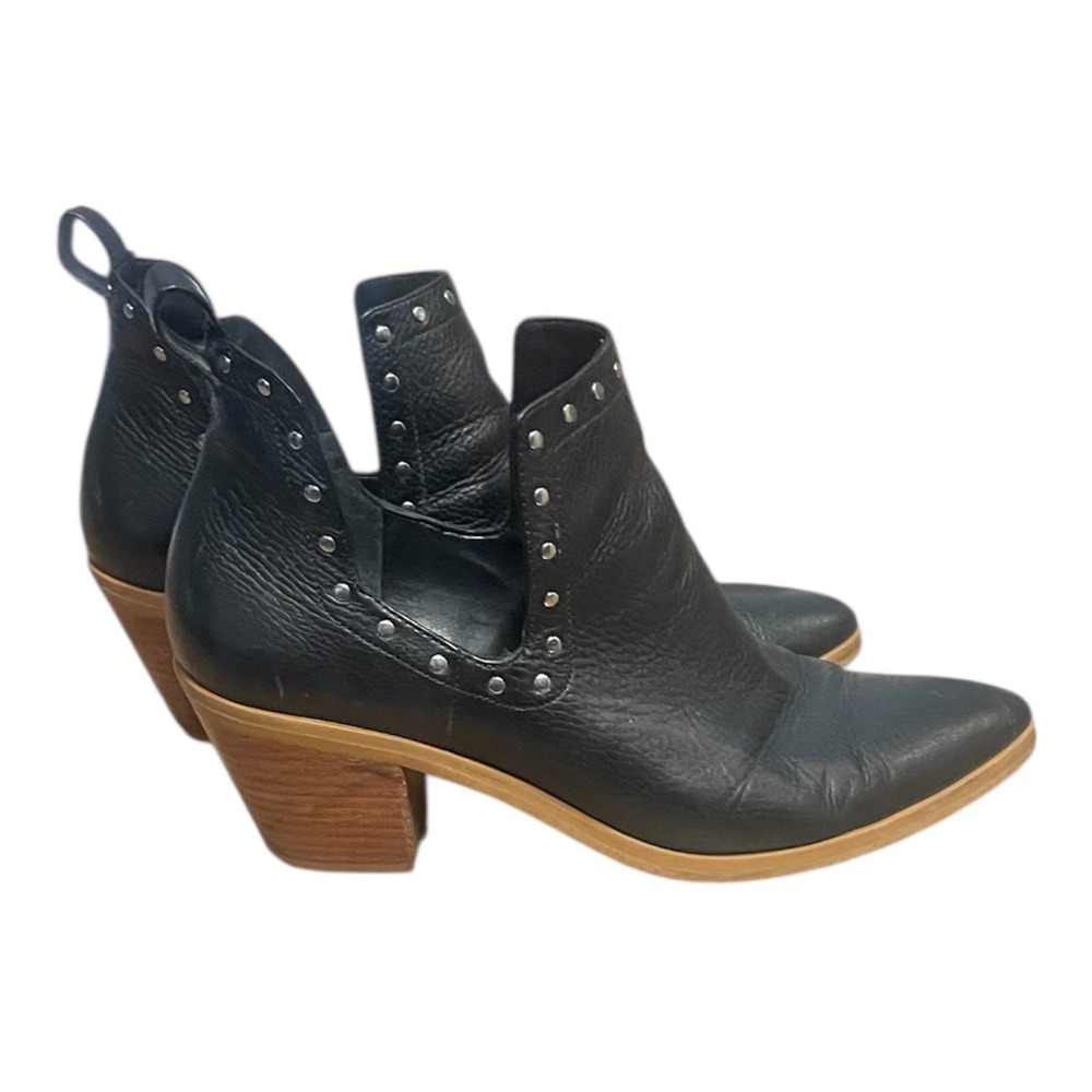 Rebecca‎ Minkoff Black Leather Studded Pointed Toe Western Ankle Boots Size 8M